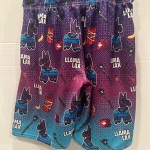 Kids' Lacrosse Unlimited Purple and Blue LLAMA LAX Shorts